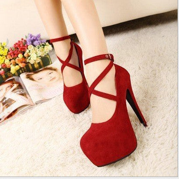 High-heeled Shoes Woman Pumps Wedding Shoes Platform Fashion Women Shoes Red High Heels 11cm Suede-Dollar Bargains Online Shopping Australia