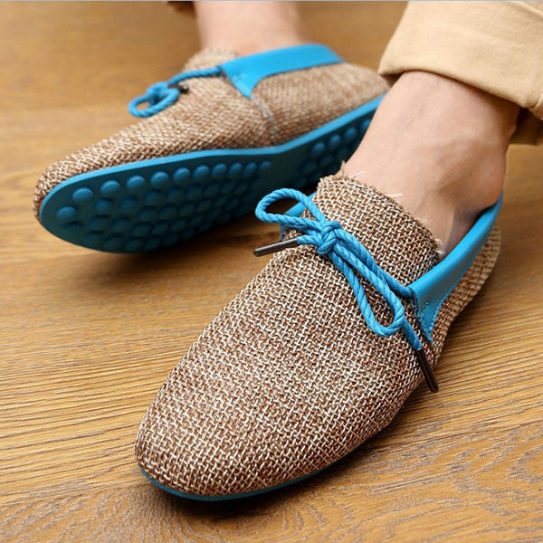 Fashion Men Summer Shoes Breathable Weaving Shoes Men Lace-up Flats Casual Driving Loafers-Dollar Bargains Online Shopping Australia