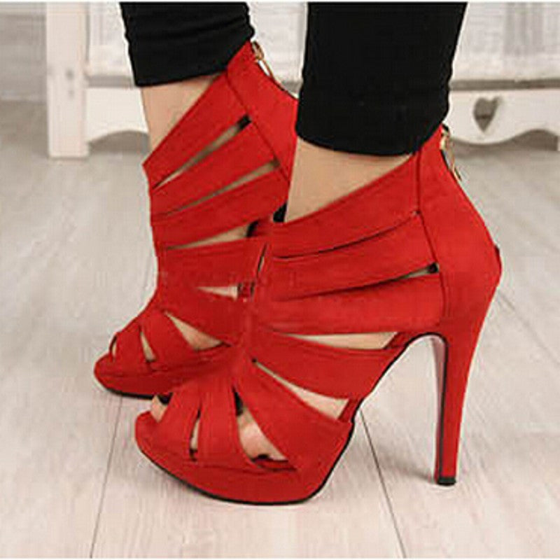 Summer cut-outs gladiator women pumps peep toe high heels sandals shoes woman party wedding heels shoes zipper-Dollar Bargains Online Shopping Australia