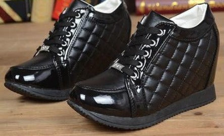 Black White Hidden Wedge Heels Fashion Women's Elevator Shoes Casual Shoes For Women wedge heel Rhinestone-Dollar Bargains Online Shopping Australia