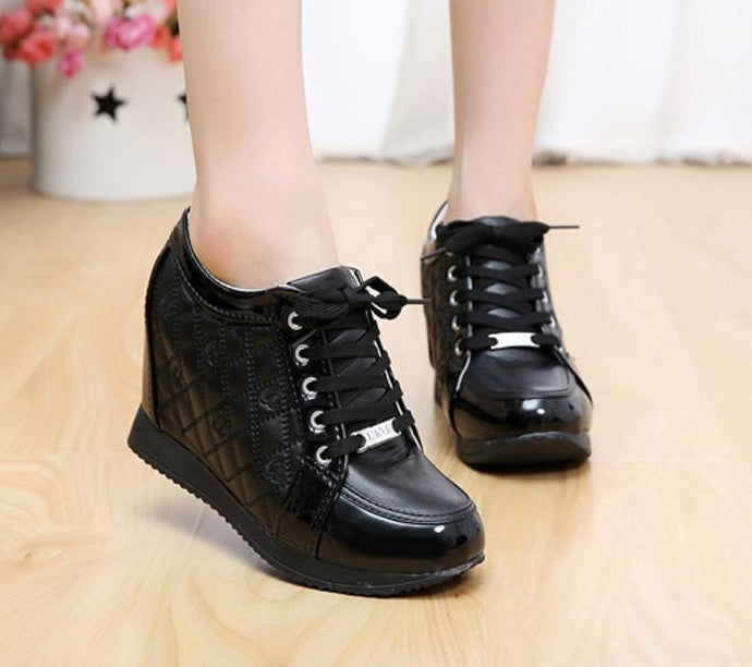 Black White Hidden Wedge Heels Fashion Women's Elevator Shoes Casual Shoes For Women wedge heel Rhinestone-Dollar Bargains Online Shopping Australia