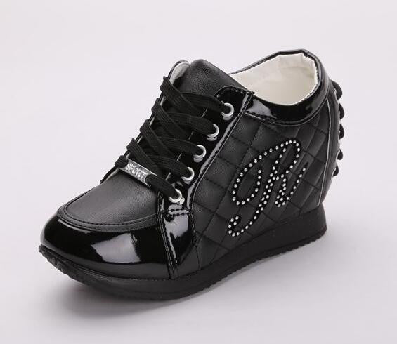 Black White Hidden Wedge Heels Fashion Women's Elevator Shoes Casual Shoes For Women wedge heel Rhinestone-Dollar Bargains Online Shopping Australia