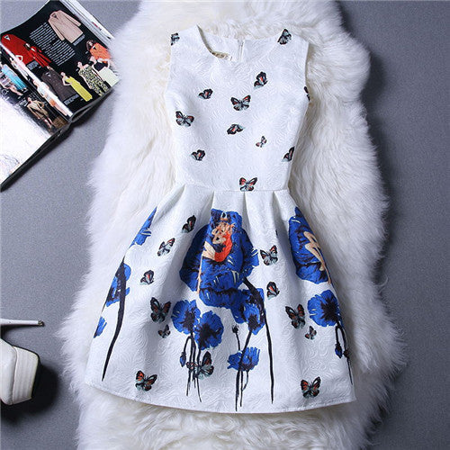 Cartoon Castle Summer Sleeveless Girls Print Dress Knee Length Princess A-Line Dress Clothes For Kids 6 to 12 years Old Kids-Dollar Bargains Online Shopping Australia