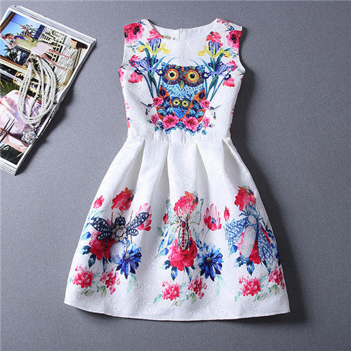 Cartoon Castle Summer Sleeveless Girls Print Dress Knee Length Princess A-Line Dress Clothes For Kids 6 to 12 years Old Kids-Dollar Bargains Online Shopping Australia