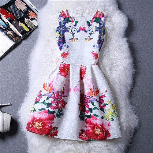 Cartoon Castle Summer Sleeveless Girls Print Dress Knee Length Princess A-Line Dress Clothes For Kids 6 to 12 years Old Kids-Dollar Bargains Online Shopping Australia