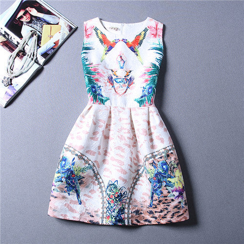 Cartoon Castle Summer Sleeveless Girls Print Dress Knee Length Princess A-Line Dress Clothes For Kids 6 to 12 years Old Kids-Dollar Bargains Online Shopping Australia