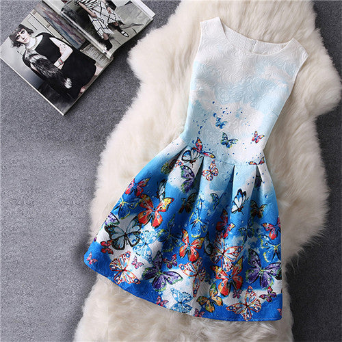 Cartoon Castle Summer Sleeveless Girls Print Dress Knee Length Princess A-Line Dress Clothes For Kids 6 to 12 years Old Kids-Dollar Bargains Online Shopping Australia