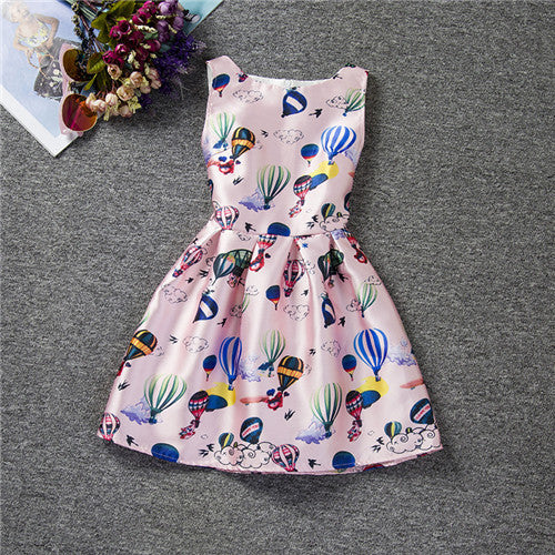 Cartoon Castle Summer Sleeveless Girls Print Dress Knee Length Princess A-Line Dress Clothes For Kids 6 to 12 years Old Kids-Dollar Bargains Online Shopping Australia