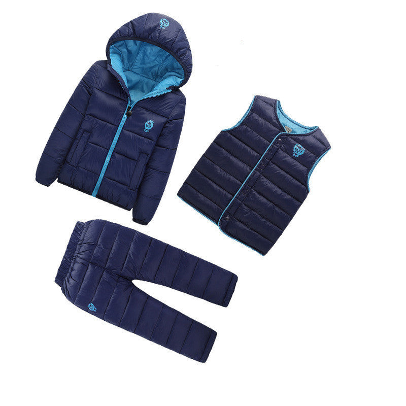 3 Pcs/1 Lot Winter Baby Girls Boys Clothes Sets Children Down Cotton-padded Coat+Vest+Pants Kids Infant Warm Outdoot Suits-Dollar Bargains Online Shopping Australia