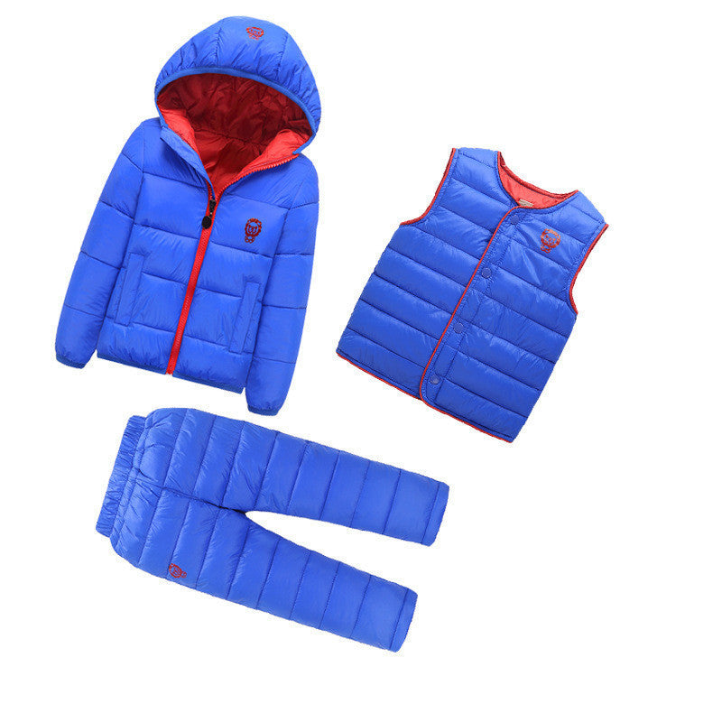 3 Pcs/1 Lot Winter Baby Girls Boys Clothes Sets Children Down Cotton-padded Coat+Vest+Pants Kids Infant Warm Outdoot Suits-Dollar Bargains Online Shopping Australia