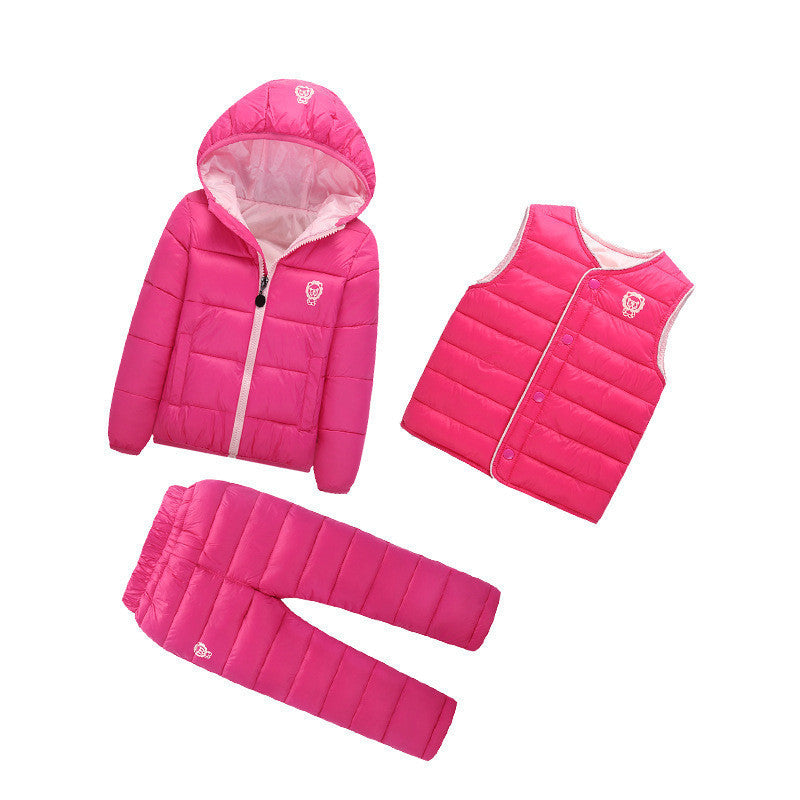 3 Pcs/1 Lot Winter Baby Girls Boys Clothes Sets Children Down Cotton-padded Coat+Vest+Pants Kids Infant Warm Outdoot Suits-Dollar Bargains Online Shopping Australia