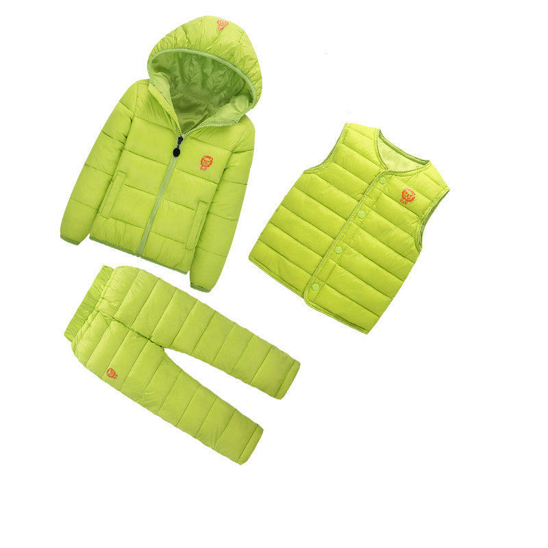 3 Pcs/1 Lot Winter Baby Girls Boys Clothes Sets Children Down Cotton-padded Coat+Vest+Pants Kids Infant Warm Outdoot Suits-Dollar Bargains Online Shopping Australia