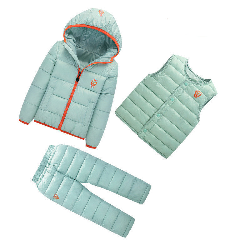 3 Pcs/1 Lot Winter Baby Girls Boys Clothes Sets Children Down Cotton-padded Coat+Vest+Pants Kids Infant Warm Outdoot Suits-Dollar Bargains Online Shopping Australia