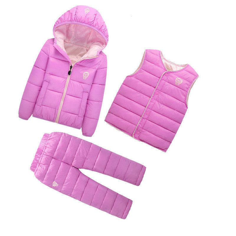 3 Pcs/1 Lot Winter Baby Girls Boys Clothes Sets Children Down Cotton-padded Coat+Vest+Pants Kids Infant Warm Outdoot Suits-Dollar Bargains Online Shopping Australia