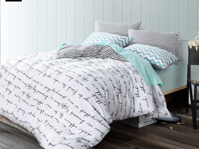 Top cotton Duvet covers set,Gray letters bedding set,Double single duvet covers Twin/Queen/King size,bedclothes #HM4514-Dollar Bargains Online Shopping Australia