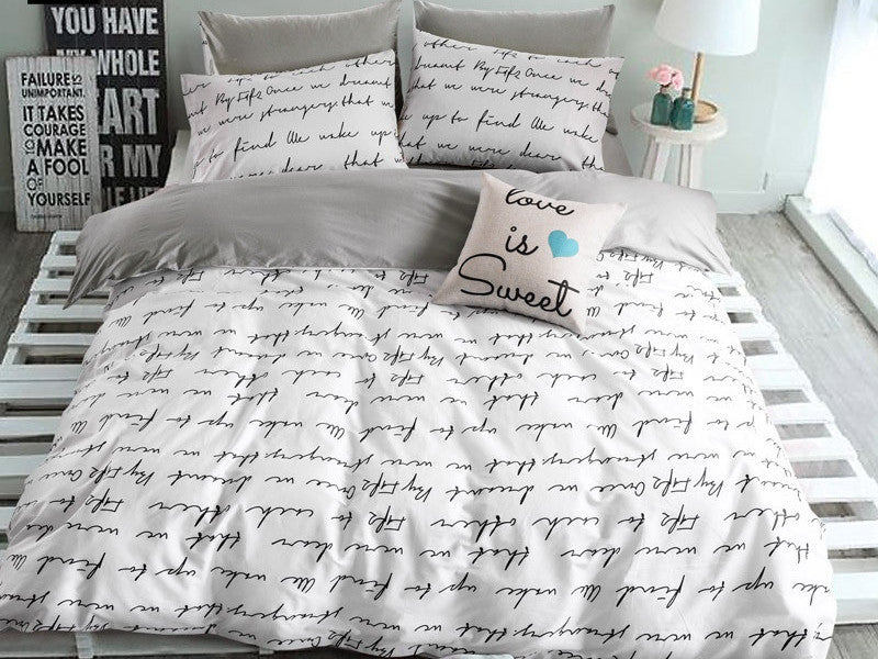 Top cotton Duvet covers set,Gray letters bedding set,Double single duvet covers Twin/Queen/King size,bedclothes #HM4514-Dollar Bargains Online Shopping Australia