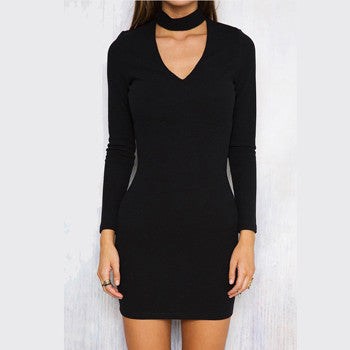 Winter Autumn Dress Women Long Sleeve Sexy Party Black Knitted Dress Casual Bodycon Dress Vestidos Short Sweater Dresses-Dollar Bargains Online Shopping Australia