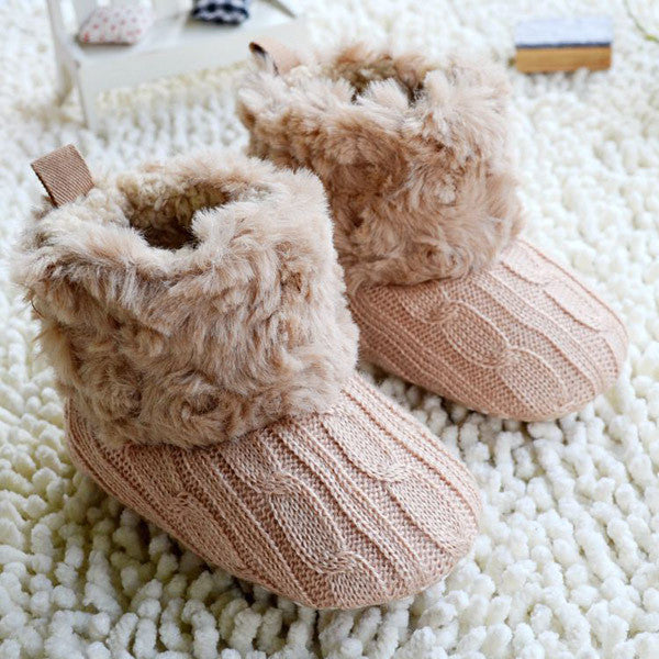 Winter Warm First Walkers Baby Ankle Snow Boots Infant Crochet Knit Fleece Baby Shoes For Boys Girls-Dollar Bargains Online Shopping Australia