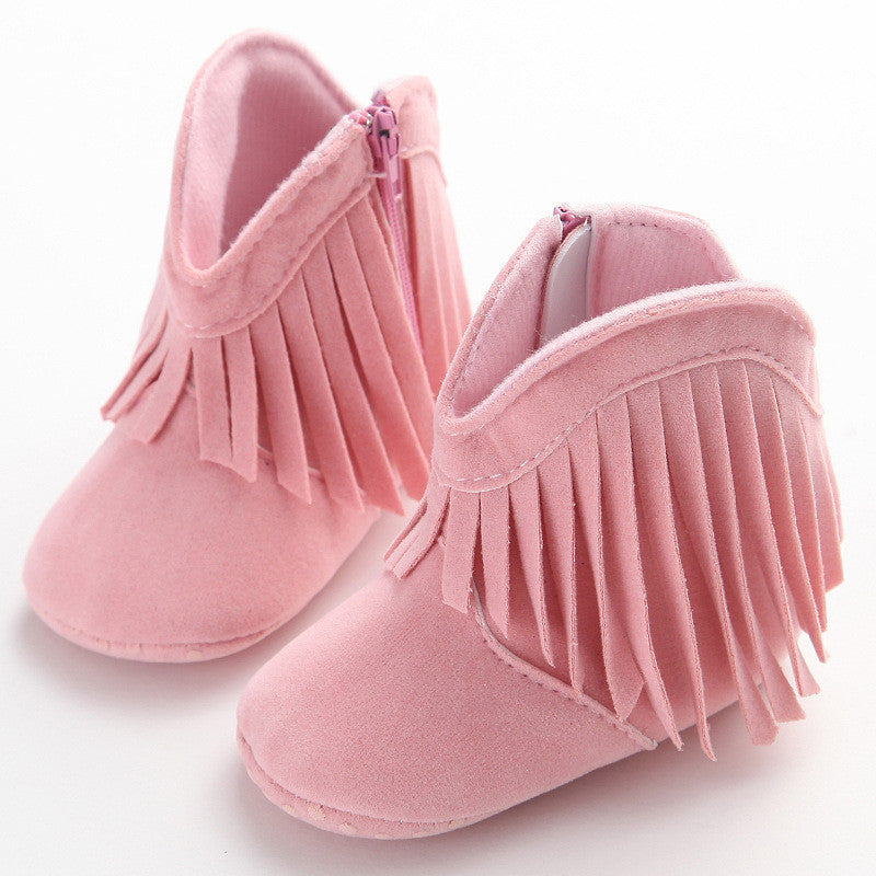 Moccasin Moccs born Baby Girl Boy Kids Prewalker Solid Fringe Shoes Infant Toddler Soft Soled Anti-slip Boots Booties 0-1Yea-Dollar Bargains Online Shopping Australia