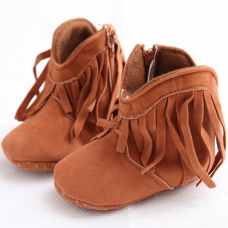 Moccasin Moccs born Baby Girl Boy Kids Prewalker Solid Fringe Shoes Infant Toddler Soft Soled Anti-slip Boots Booties 0-1Yea-Dollar Bargains Online Shopping Australia