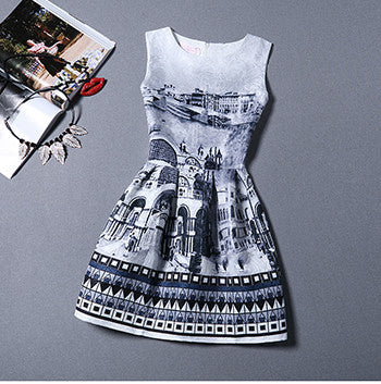 Fashion Bottoming Dress Summer Style Women Dress Vintage Printing Sexy Party Dresses vestidos Leisure Plus Size Summer Dress-Dollar Bargains Online Shopping Australia