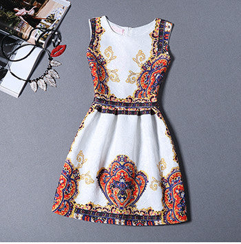 Fashion Bottoming Dress Summer Style Women Dress Vintage Printing Sexy Party Dresses vestidos Leisure Plus Size Summer Dress-Dollar Bargains Online Shopping Australia