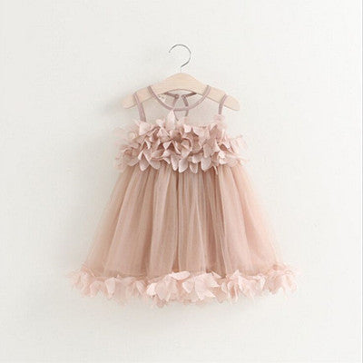 Summer Mesh Vest Girls Dress Baby Girl Princess Dress Fashion Sleeveless Petal Decoration Party Chlidren Clothes-Dollar Bargains Online Shopping Australia