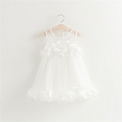 Summer Mesh Vest Girls Dress Baby Girl Princess Dress Fashion Sleeveless Petal Decoration Party Chlidren Clothes-Dollar Bargains Online Shopping Australia