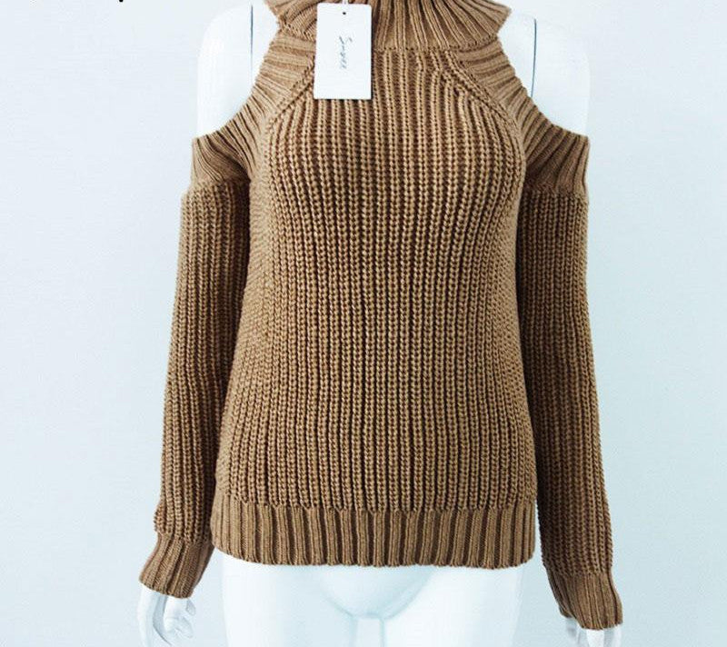 Simplee turtleneck off shoulder knitted sweater women autumn Fashion tricot pullover jumpers Pull femme oversized capes-Dollar Bargains Online Shopping Australia