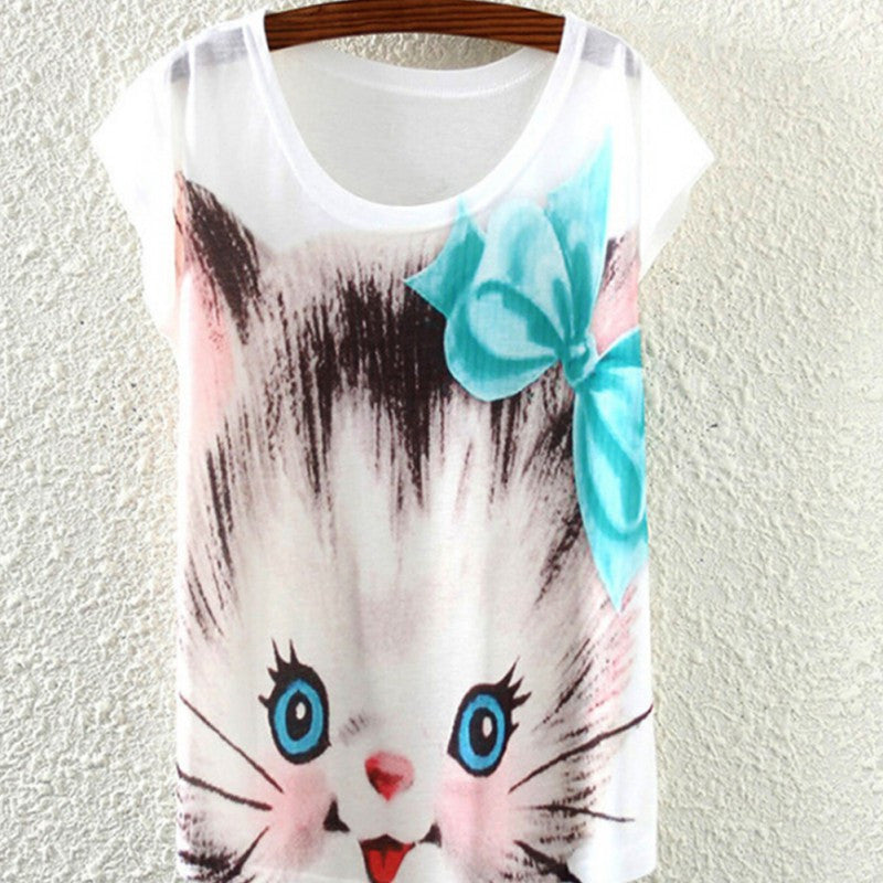 Summer Style Ink Painting Horse Pattern Print T-Shirt Women Summer Clothes Round Collar Women T Shirt Female Tops-Dollar Bargains Online Shopping Australia