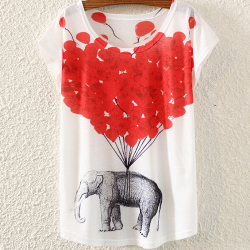 Summer Style Ink Painting Horse Pattern Print T-Shirt Women Summer Clothes Round Collar Women T Shirt Female Tops-Dollar Bargains Online Shopping Australia