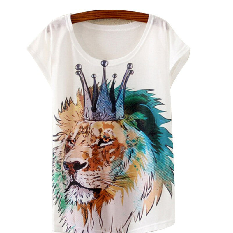 Summer Style Ink Painting Horse Pattern Print T-Shirt Women Summer Clothes Round Collar Women T Shirt Female Tops-Dollar Bargains Online Shopping Australia