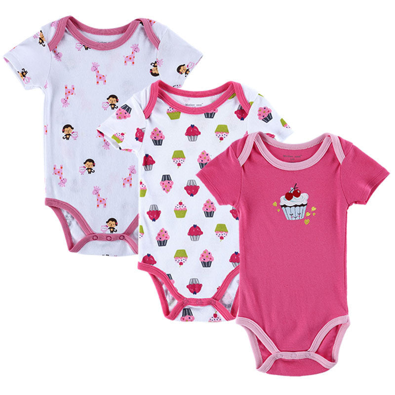 BABY BODYSUITS 3PCS 100%Cotton Infant Body Short Sleeve Clothing Similar Jumpsuit Printed Baby Boy Girl Bodysuits-Dollar Bargains Online Shopping Australia