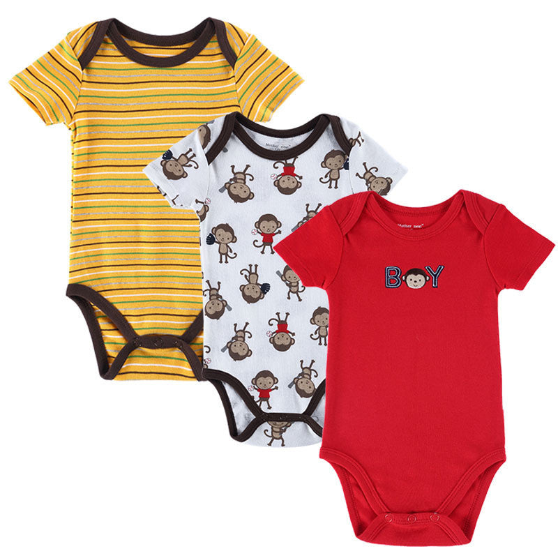 BABY BODYSUITS 3PCS 100%Cotton Infant Body Short Sleeve Clothing Similar Jumpsuit Printed Baby Boy Girl Bodysuits-Dollar Bargains Online Shopping Australia