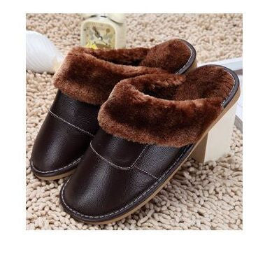 6 Colors Genuine Leather Home Slippers High Quality Women Men Slippers Plush Warm Indoor Shoes Men Women Size 35-44-Dollar Bargains Online Shopping Australia