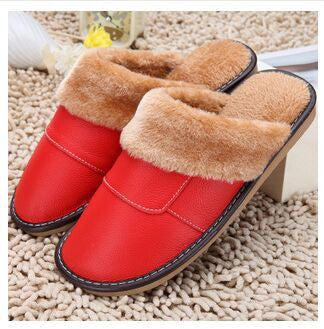 6 Colors Genuine Leather Home Slippers High Quality Women Men Slippers Plush Warm Indoor Shoes Men Women Size 35-44-Dollar Bargains Online Shopping Australia