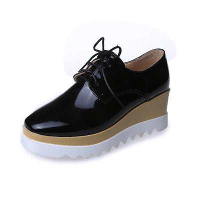 Stars Womens Flats Round Toe Patent Leather Platform Shoes Oxford Lace up Derby Shoes Size 35-39 Brogue Shoes PX69-Dollar Bargains Online Shopping Australia