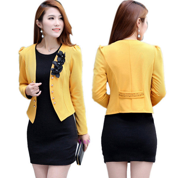 Office Fashion Women Lady Tops Slim Suit OL Blazer Flower Short Coat Jacket-Dollar Bargains Online Shopping Australia