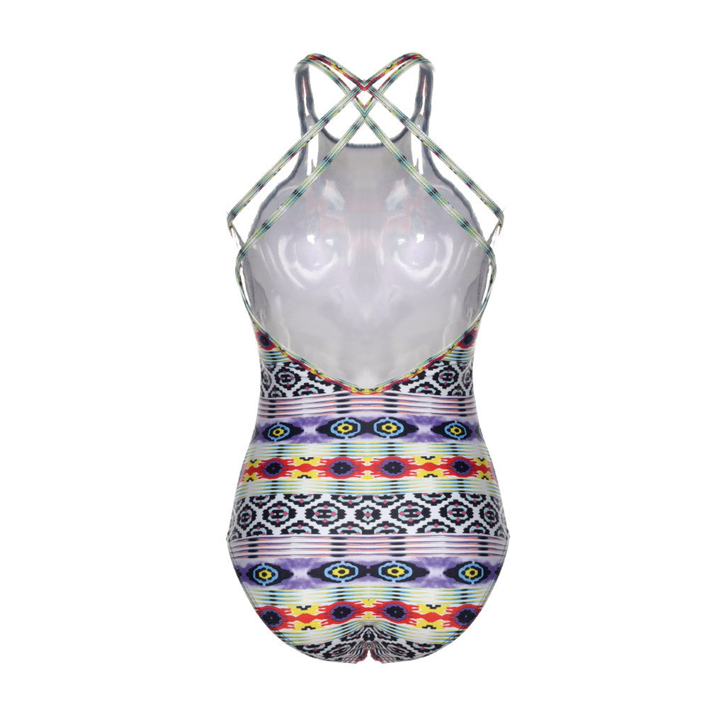 Blooming Jelly Cut Out One Piece Strappy Print Swimsuit Padded Swimming Suit For Women Brazilian Monokini Colorful Swimwear-Dollar Bargains Online Shopping Australia