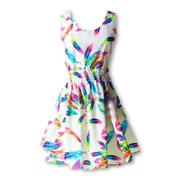 Summer Women Tank Chiffon Beach Dress Sleeveless Sundress Floral Mini Dresses M L XL XXL 21 Colors-Dollar Bargains Online Shopping Australia