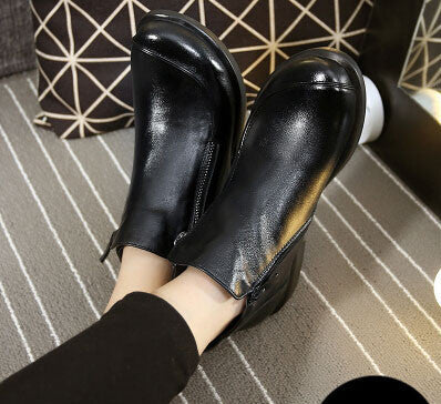 Short Flat Heels Shoes Genuine Leather Martin Boots Side Zipper Women Ankle Boots Plus Size 41-43 ZK3.5-Dollar Bargains Online Shopping Australia