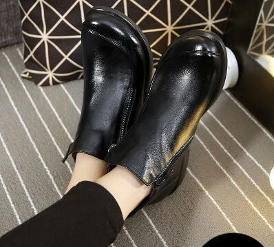Short Flat Heels Shoes Genuine Leather Martin Boots Side Zipper Women Ankle Boots Plus Size 41-43 ZK3.5-Dollar Bargains Online Shopping Australia