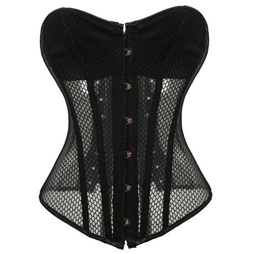 Sexy Steel Boned Corsets Women's Gothic Mesh Breathable Black Bustier Corset Body Shaper Waist Trainer Bustiers Corselet-Dollar Bargains Online Shopping Australia