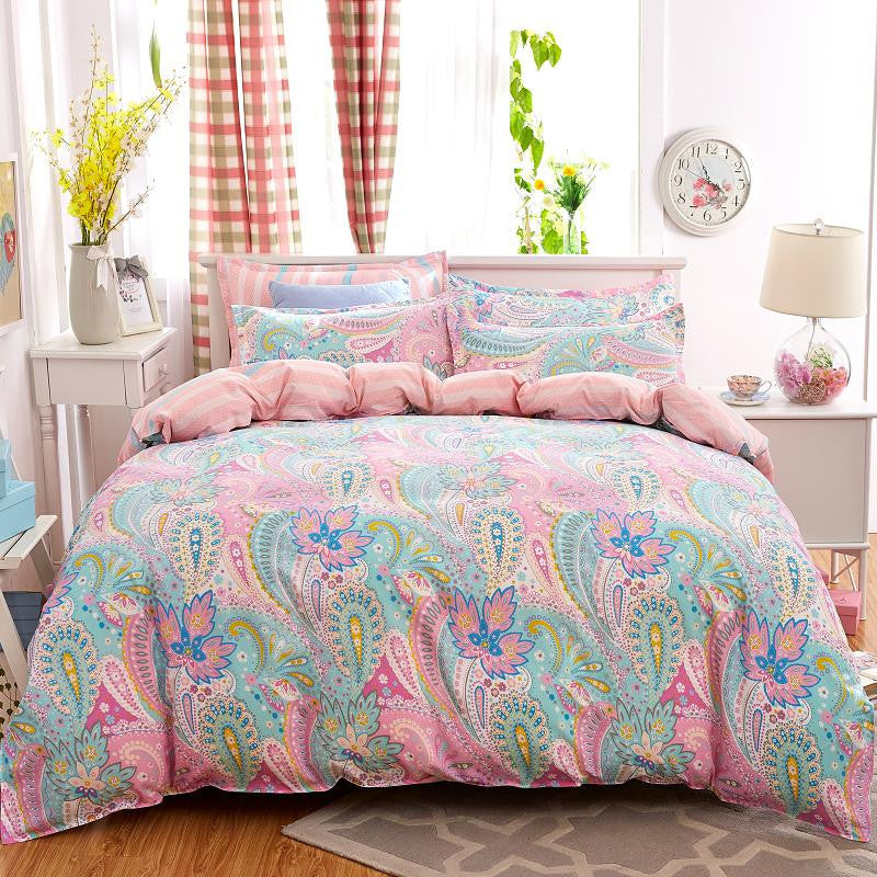 4pcs Bohemian Bedding Set Soft Polyester Bed Linen Duvet Cover Pillowcases Bed Sheet Sets Home Textile Queen Full Coverlets-Dollar Bargains Online Shopping Australia