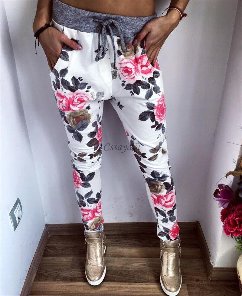 Fashion women Sweatpants S-XL Plus Size Flower Printed Womens Harem Pants Nineth Capris Casual Trousers-Dollar Bargains Online Shopping Australia