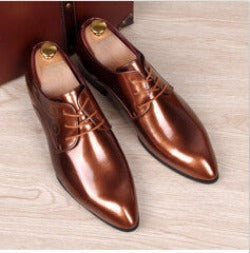 mens business wedding work dress bright genuine leather shoes point toe oxford shoe lace up Korean fashion Zapatos Hombres man-Dollar Bargains Online Shopping Australia