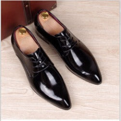 mens business wedding work dress bright genuine leather shoes point toe oxford shoe lace up Korean fashion Zapatos Hombres man-Dollar Bargains Online Shopping Australia