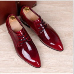 mens business wedding work dress bright genuine leather shoes point toe oxford shoe lace up Korean fashion Zapatos Hombres man-Dollar Bargains Online Shopping Australia