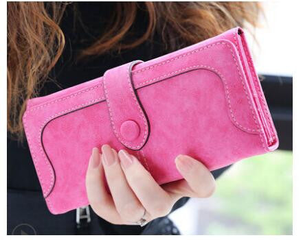 Arrive Fashion Retro Matte Stitching Wallet Women Brand Long Purse Clutch Women Casual Hasp Dollar Price Wallet Handbag-Dollar Bargains Online Shopping Australia