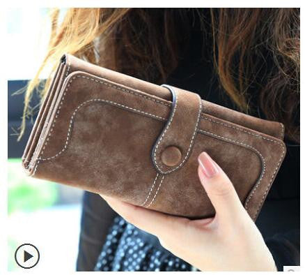 Arrive Fashion Retro Matte Stitching Wallet Women Brand Long Purse Clutch Women Casual Hasp Dollar Price Wallet Handbag-Dollar Bargains Online Shopping Australia